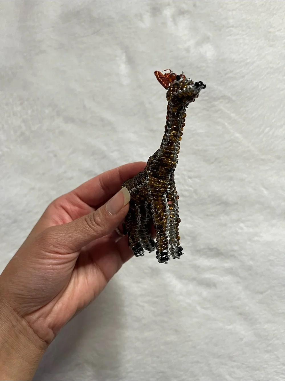 Giraffe small Beaded figure knick knack Giraffe Figurine - Brown & Copper